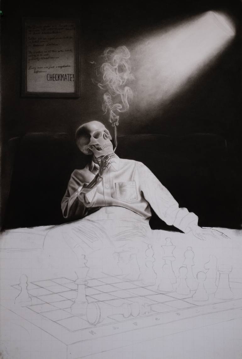 Original Black & White Abstract Drawing by Ngbede Nobleman