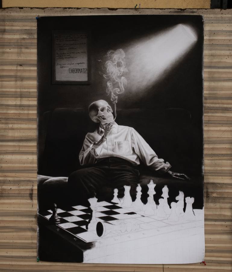 Original Black & White Abstract Drawing by Ngbede Nobleman