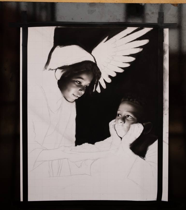 Original Black & White Children Drawing by Ngbede Nobleman