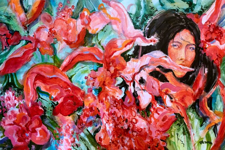 Original Abstract Expressionism Floral Painting by Kristina Grishina