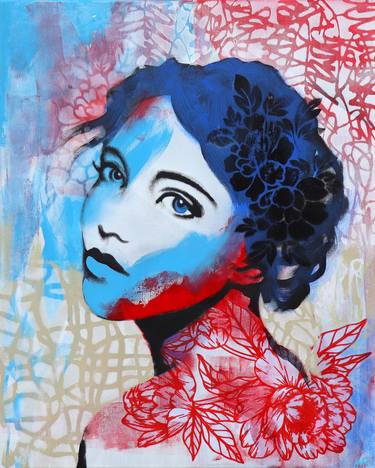 Original Street Art Women Mixed Media by Magali Feuga