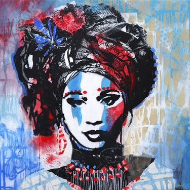 Original Street Art Women Mixed Media by Magali Feuga