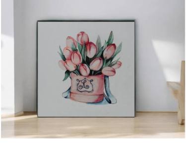 Original Abstract Floral Painting by Anastasiya Khmelnitskaya