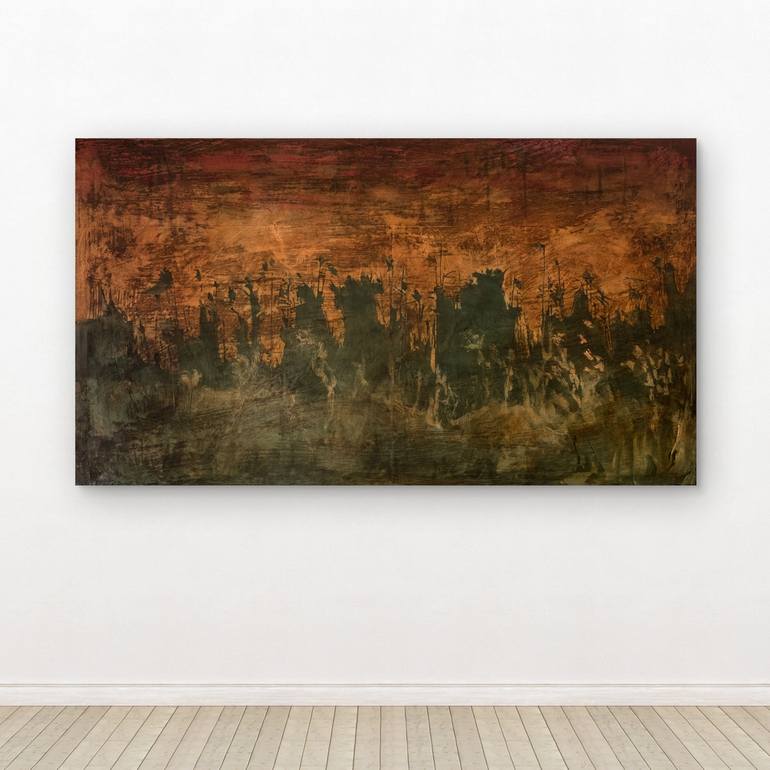 Original Abstract Landscape Mixed Media by Janne Bar Rashi
