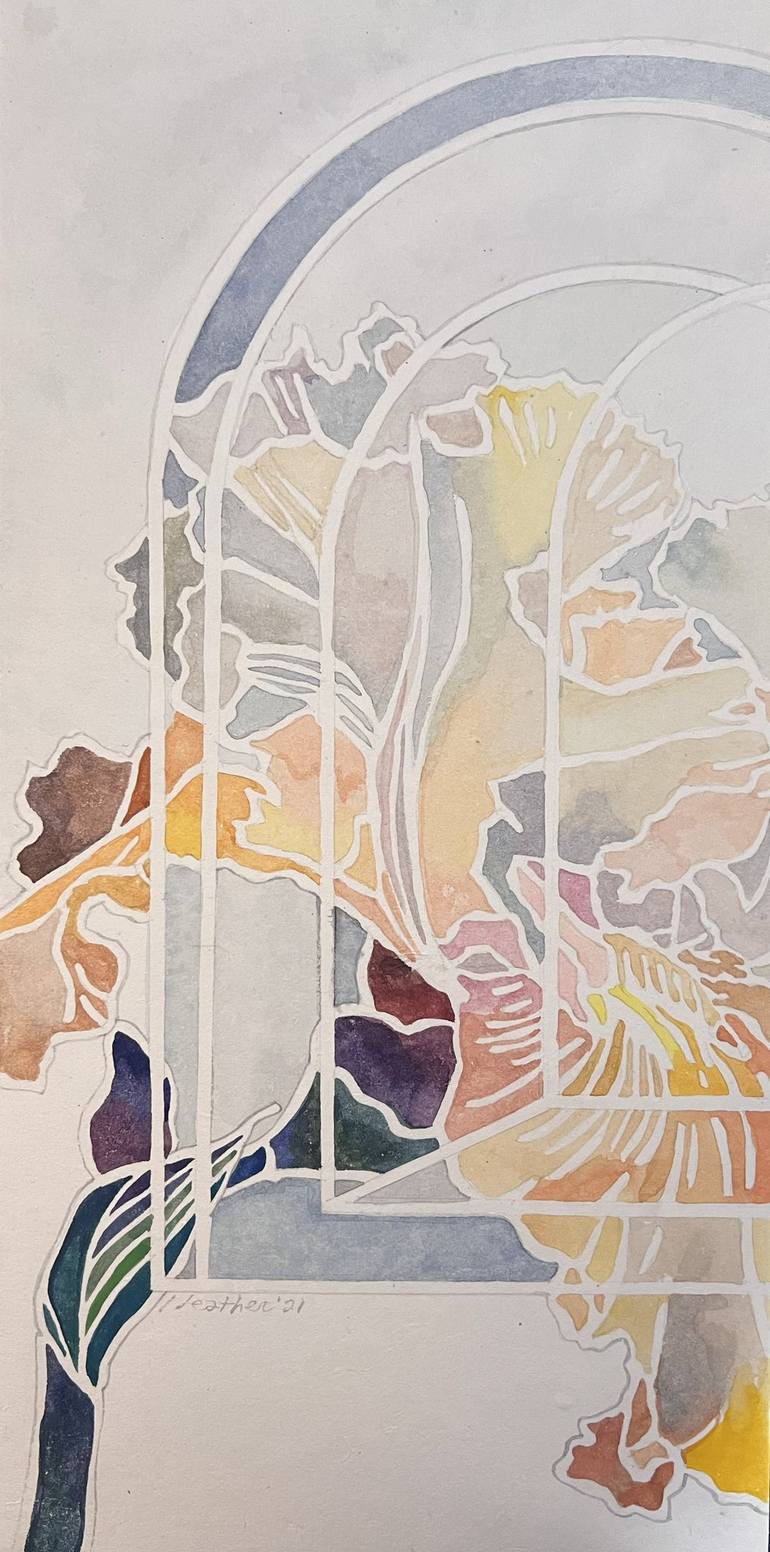 Original Art Nouveau Floral Painting by Heather Kim