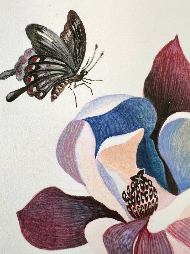 Original Art Deco Floral Painting by Heather Kim