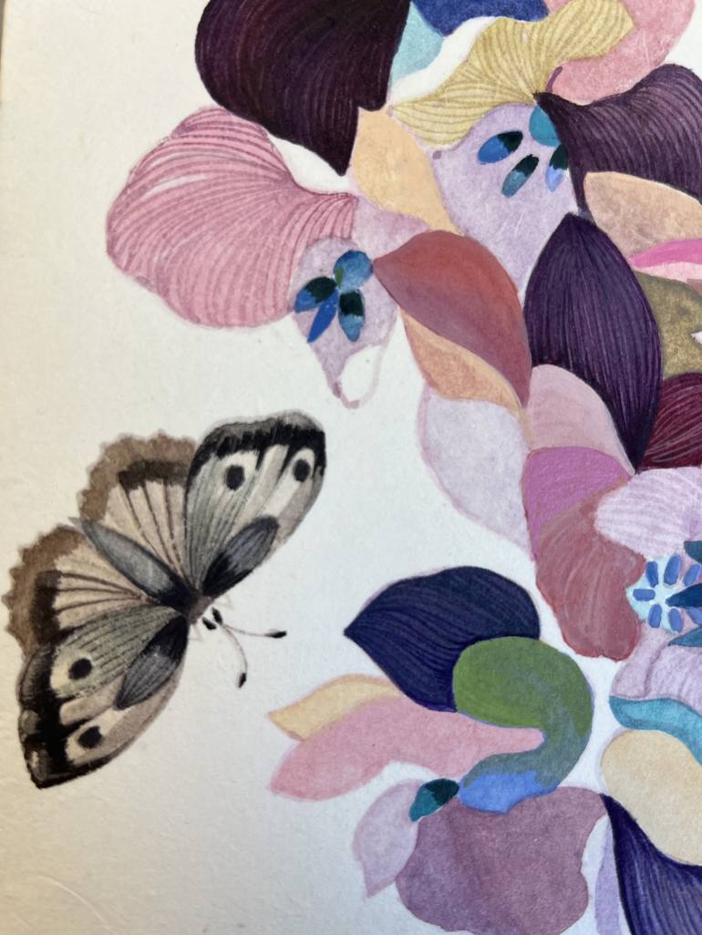 Original Art Deco Floral Painting by Heather Kim