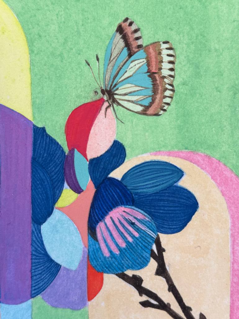 Original Art Deco Floral Painting by Heather Kim