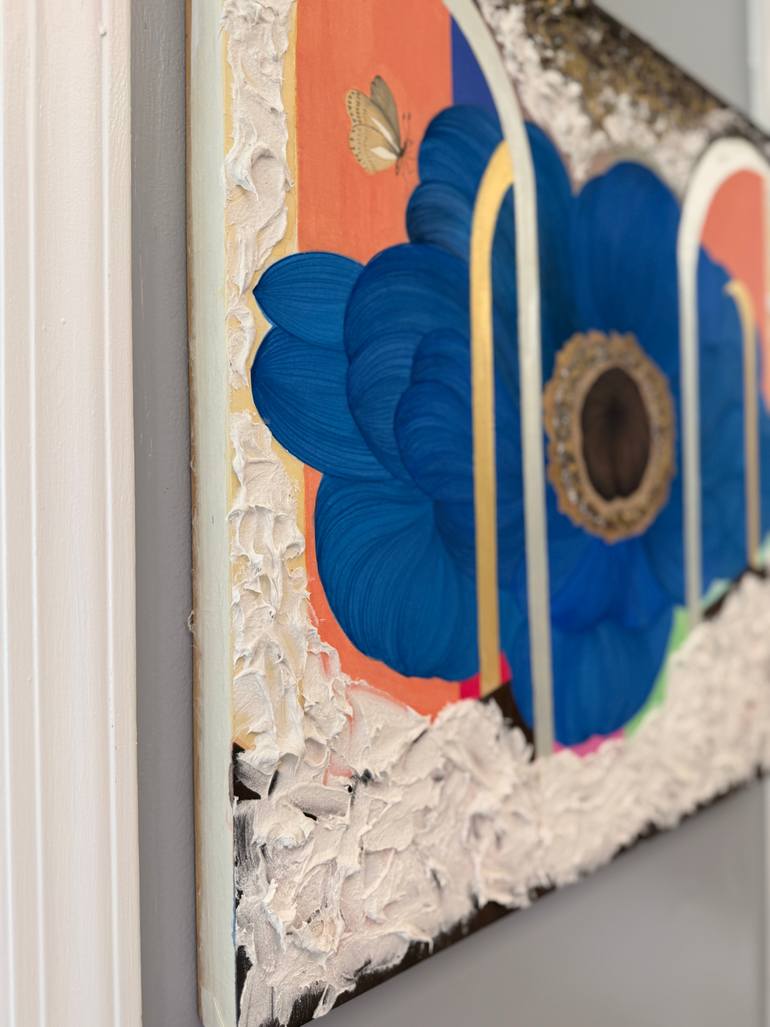 Original Art Deco Floral Painting by Heather Kim