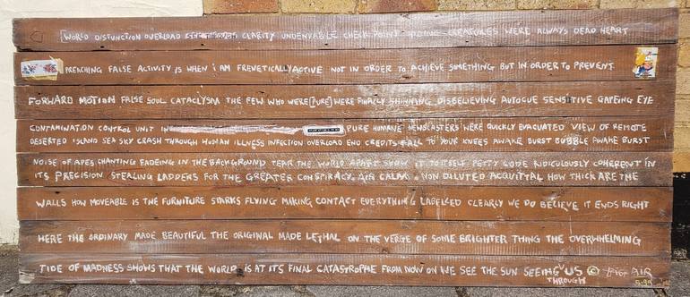 Original People Painting by We Are Snow On Fire | Contemporary Art on Wood | a plane writing in the sky