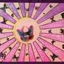The painting has different types of glitter.