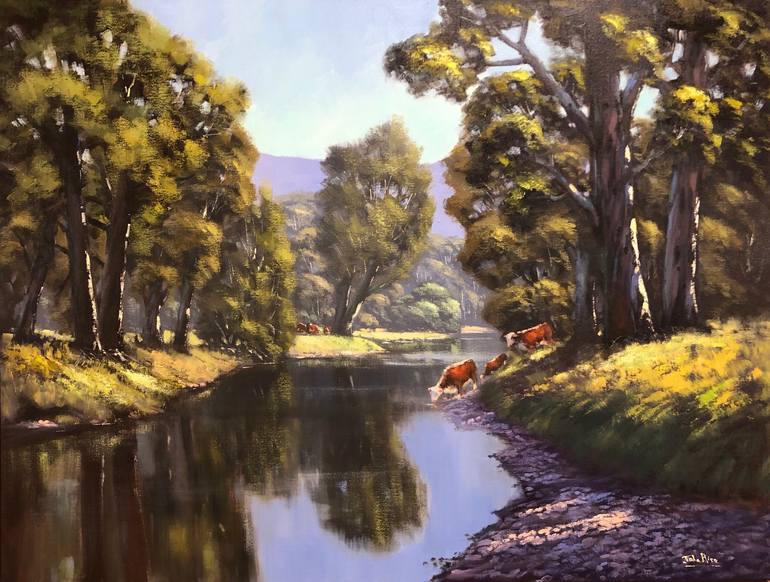 Nimbo River Morning Painting by John Rice | Saatchi Art