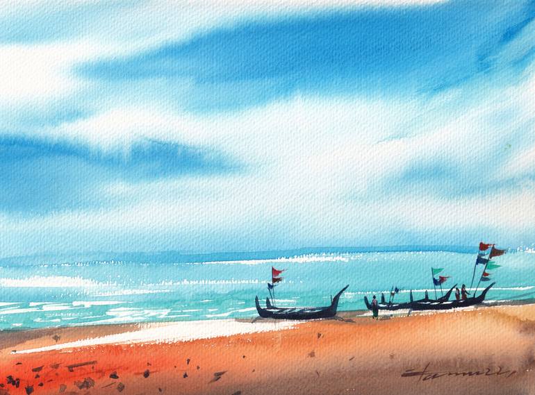 Print of Impressionism Seascape Paintings by Tanvir  Ahmed