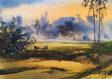 Print of Landscape Paintings by Tanvir Ahmed khan