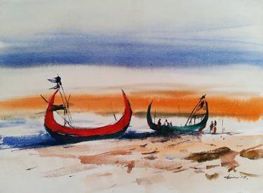 Print of Impressionism Seascape Paintings by Tanvir Ahmed khan