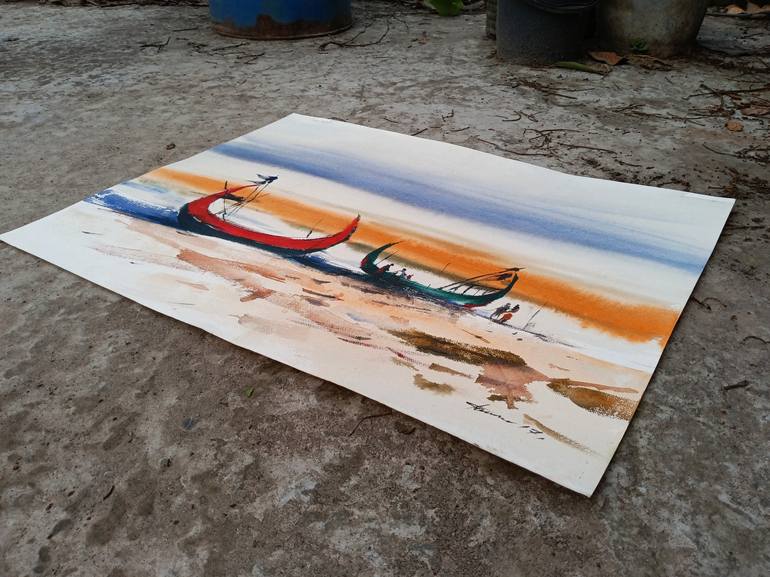 Original Impressionism Seascape Painting by Tanvir  Ahmed