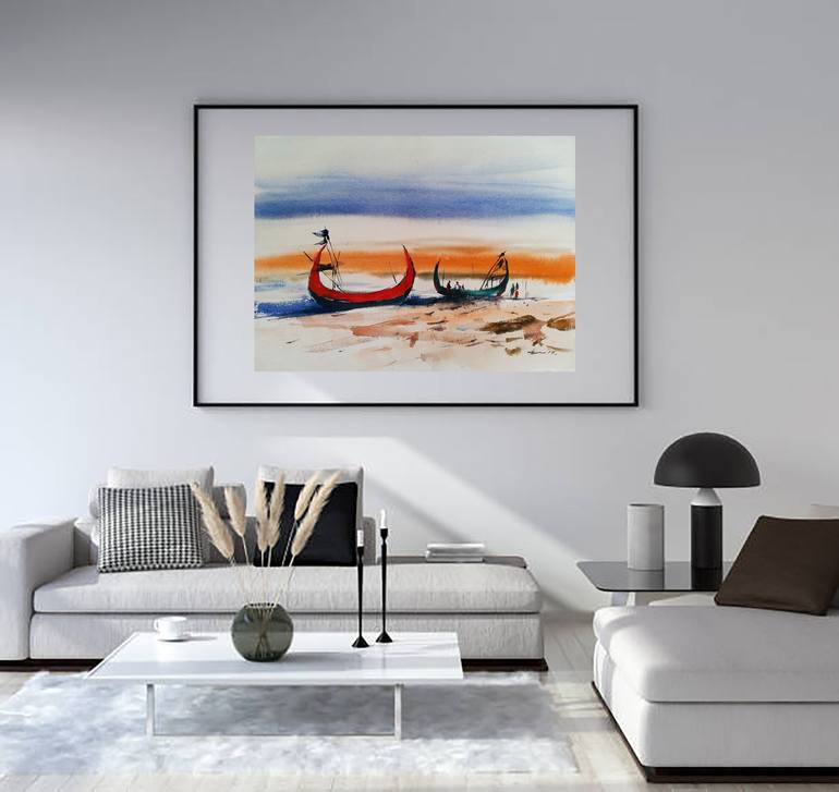 Original Impressionism Seascape Painting by Tanvir  Ahmed