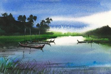 Print of Landscape Paintings by Tanvir Ahmed khan