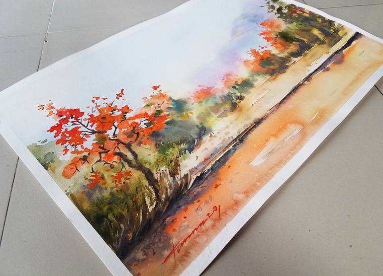 Original Art Deco Landscape Painting by Tanvir  Ahmed