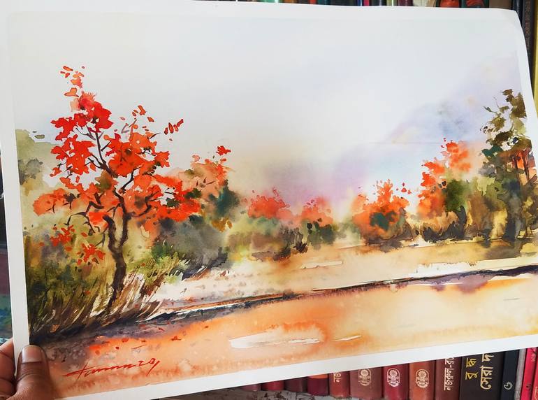 Original Art Deco Landscape Painting by Tanvir  Ahmed