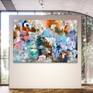 multi colors large abstract on a white wall