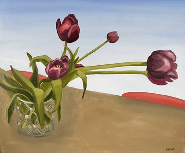 Original Minimalism Floral Paintings by Diana Dzene