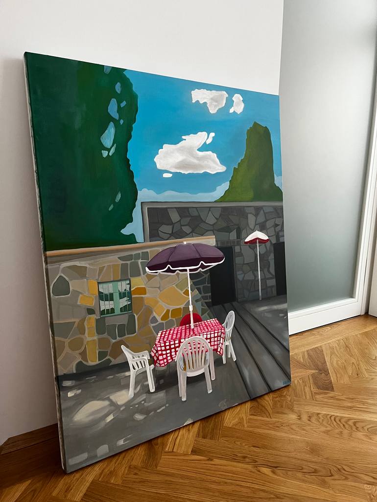 Original Art Deco Landscape Painting by Diana Dzene