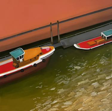 Original Art Deco Boat Paintings by Diana Dzene