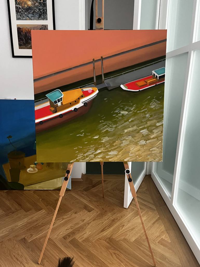 Original Contemporary Boat Painting by Diana Dzene