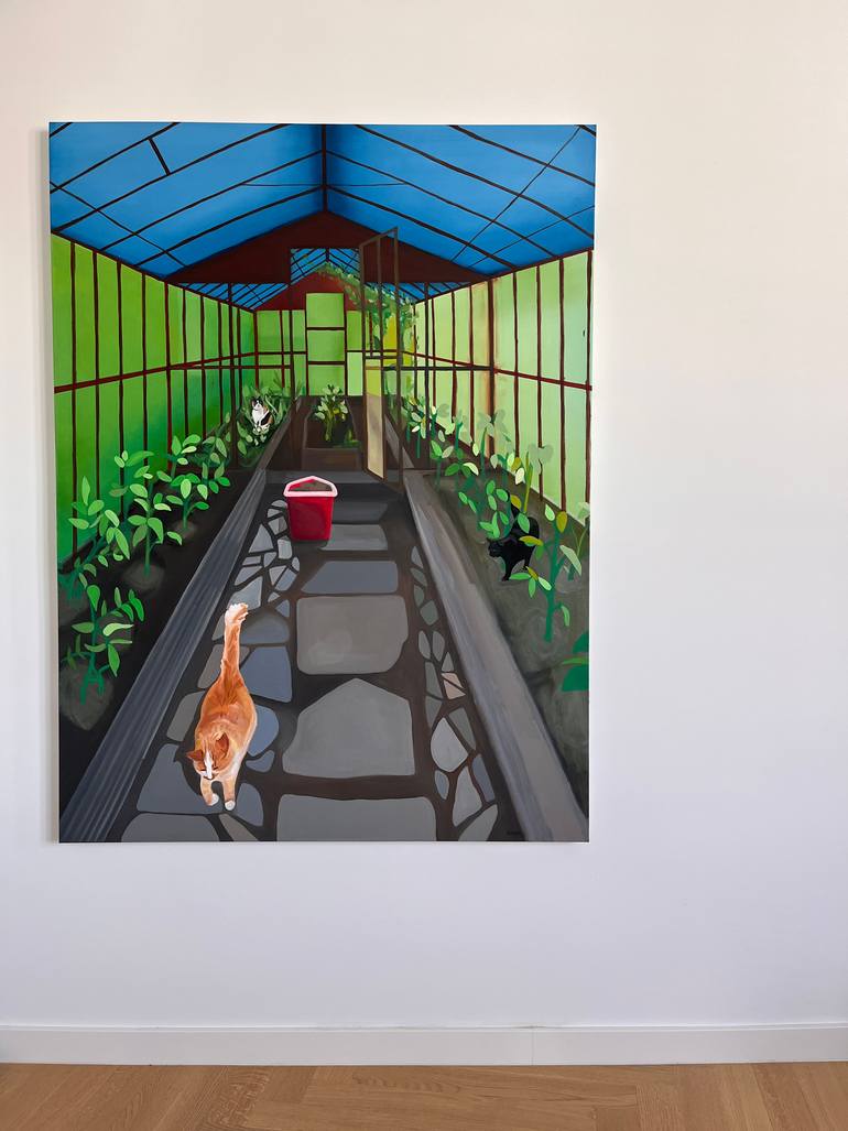 Original Modernism Architecture Painting by Diana Dzene