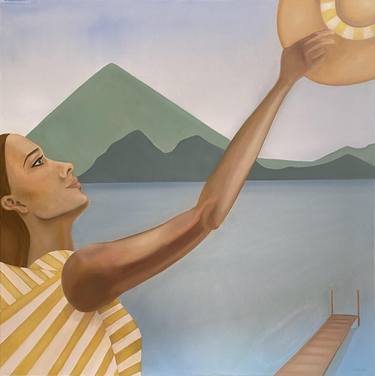 Woman in yellow on Lake Como thumb