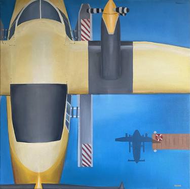 Original Art Deco Aeroplane Paintings by Diana Dzene