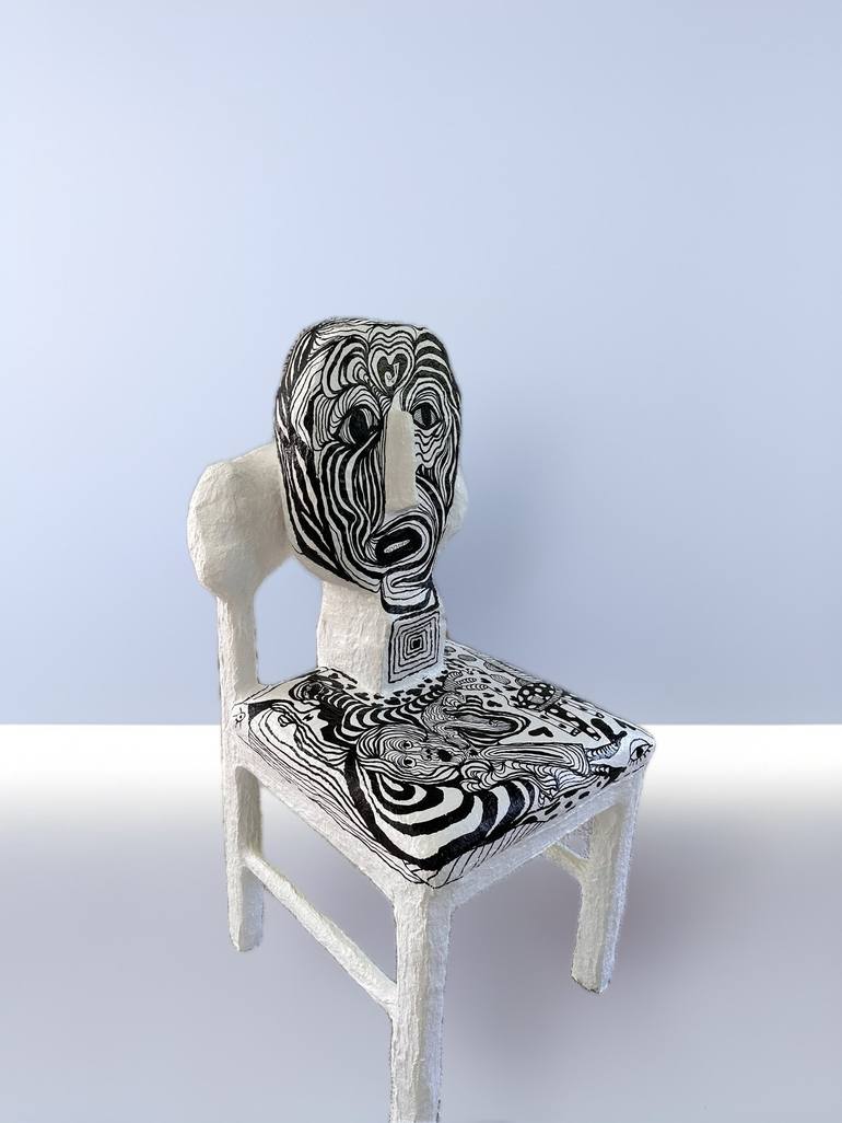 Original Black & White People Sculpture by Elham Salek