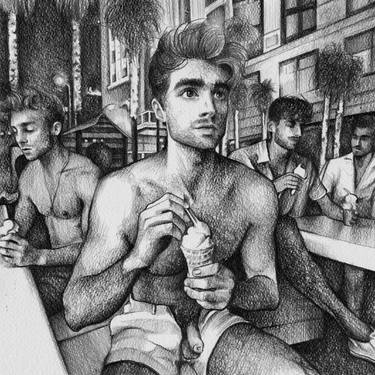 Original Realism Men Drawings by Francesco Brunetti