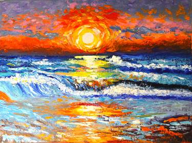 Original Abstract Seascape Paintings by ALLA Landenband