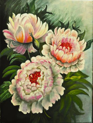 Original Art Deco Floral Paintings by ALLA Landenband