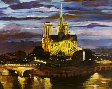 Sunset on Notre-Dame- No 6 in the Paris Series thumb