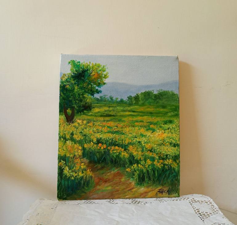 Original Impressionism Landscape Painting by Riffat Mujeeb