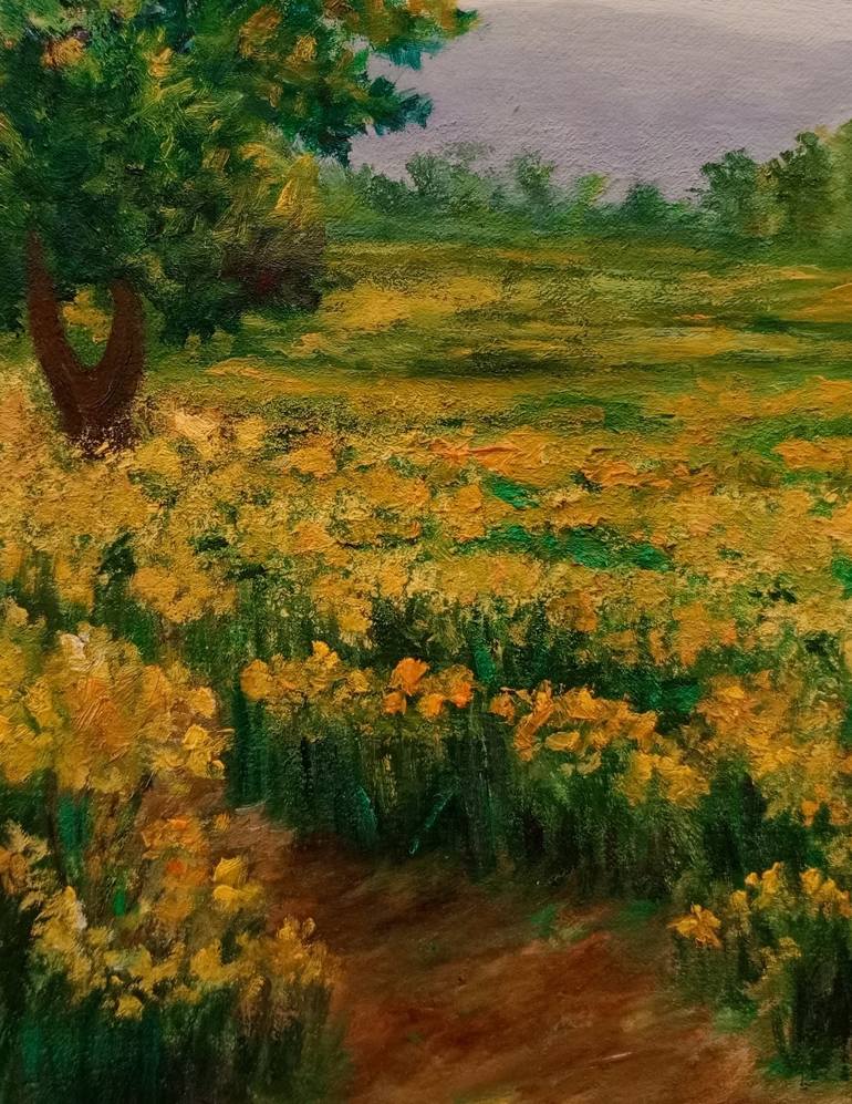 Original Impressionism Landscape Painting by Riffat Mujeeb