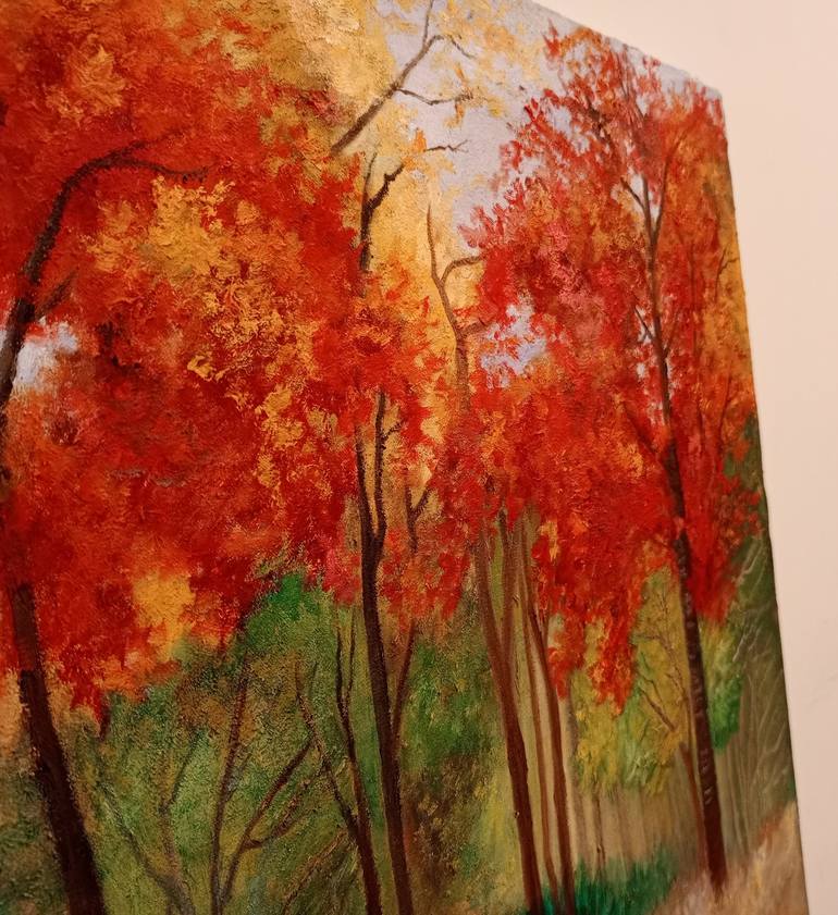 Original Impressionism Landscape Painting by Riffat Mujeeb