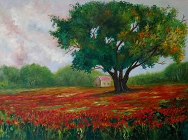 Print of Landscape Paintings by Riffat Mujeeb