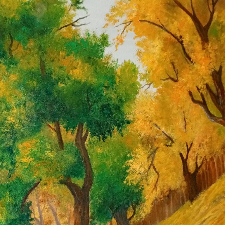 Original Impressionism Landscape Painting by Riffat Mujeeb