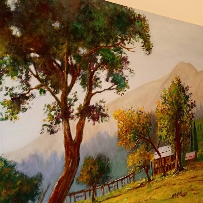 Original Impressionism Landscape Painting by Riffat Mujeeb