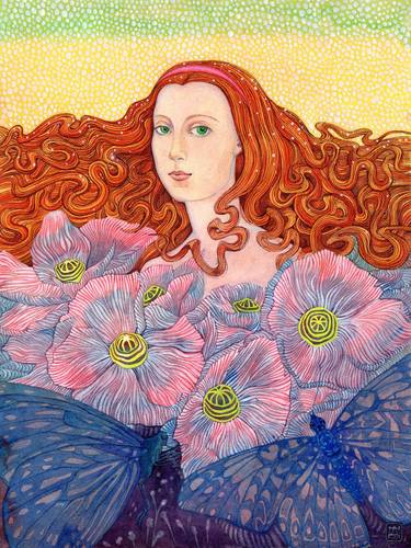 Original Art Nouveau Women Drawings by Natalia Domnina