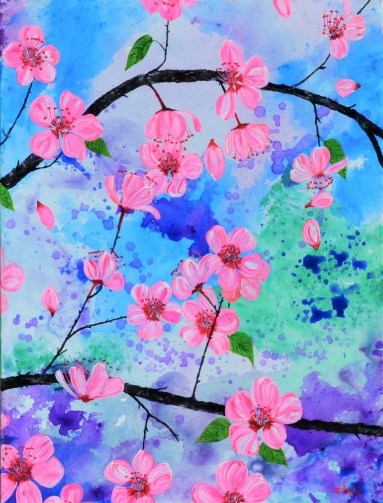 Original Contemporary Floral Painting by DALE HUGHES