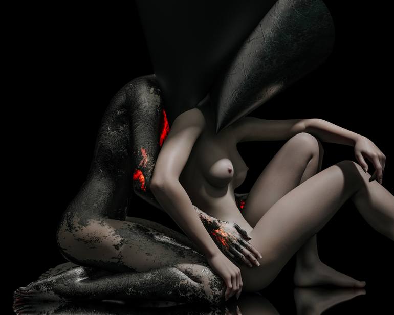 Original Surrealism Love Mixed Media by Rebecca Fiaschi