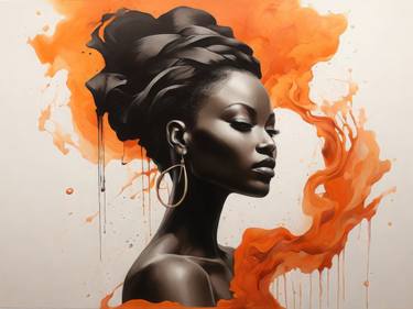 Vibrant Essence African Beauty, Artistic Orange Swirl thumb