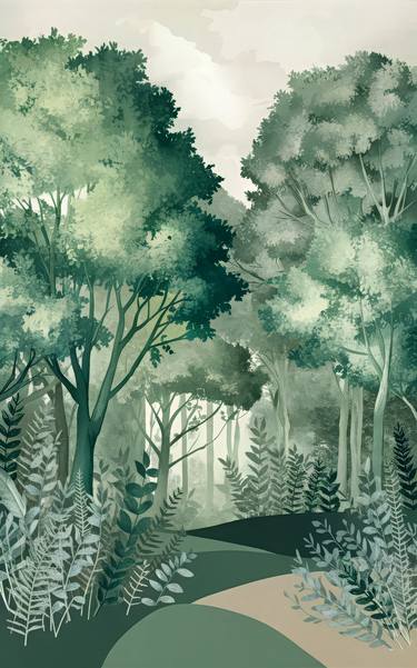 Enchanted Forest Pathway Fine Art Print, Serene Nature Landscape thumb