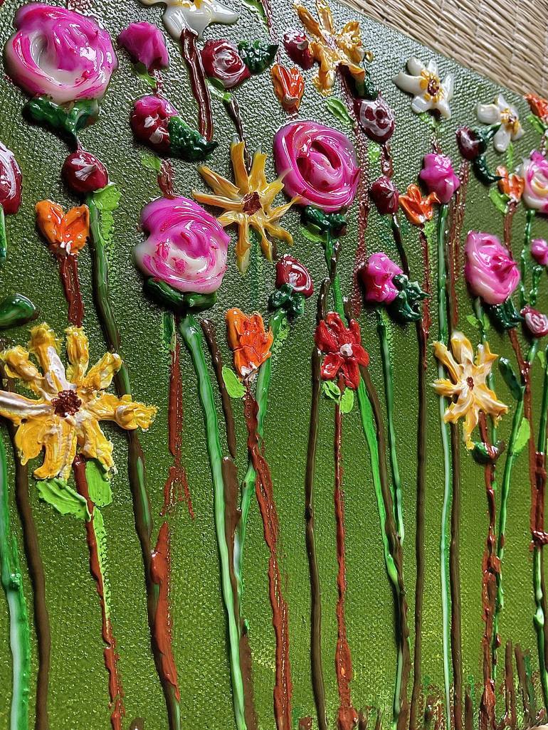 Original Romanticism Floral Painting by Monisha Sendhil