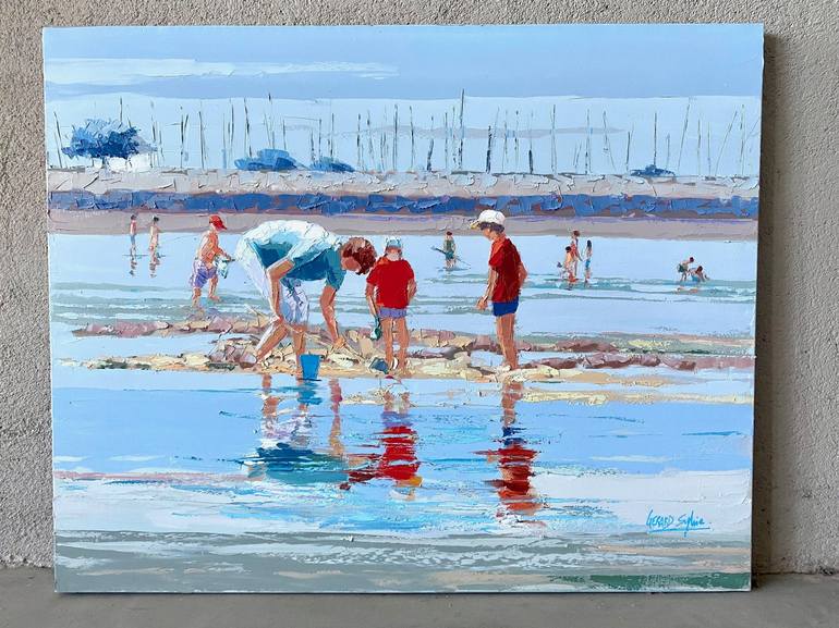 Original Figurative Beach Painting by Sylvie Gérard